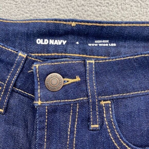 Old Navy Wow Loose High Rise Jeans Womens Size 4 Long Blue Dark Wash Stretch NEW - Picture 3 of 11